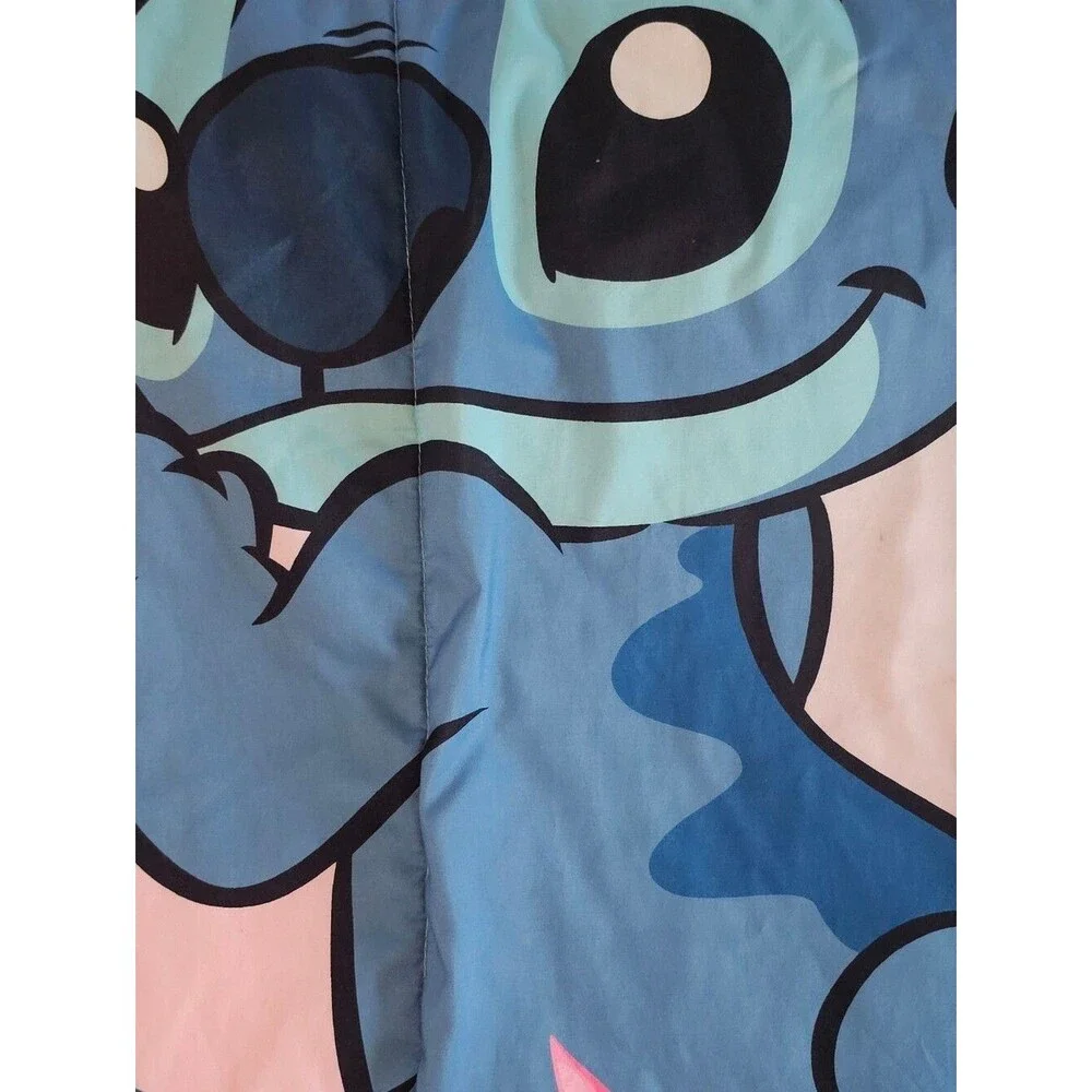 Disney Stitch Twin XL Reversible Comforter Tropical Hawaiian Blue Pink Bedding